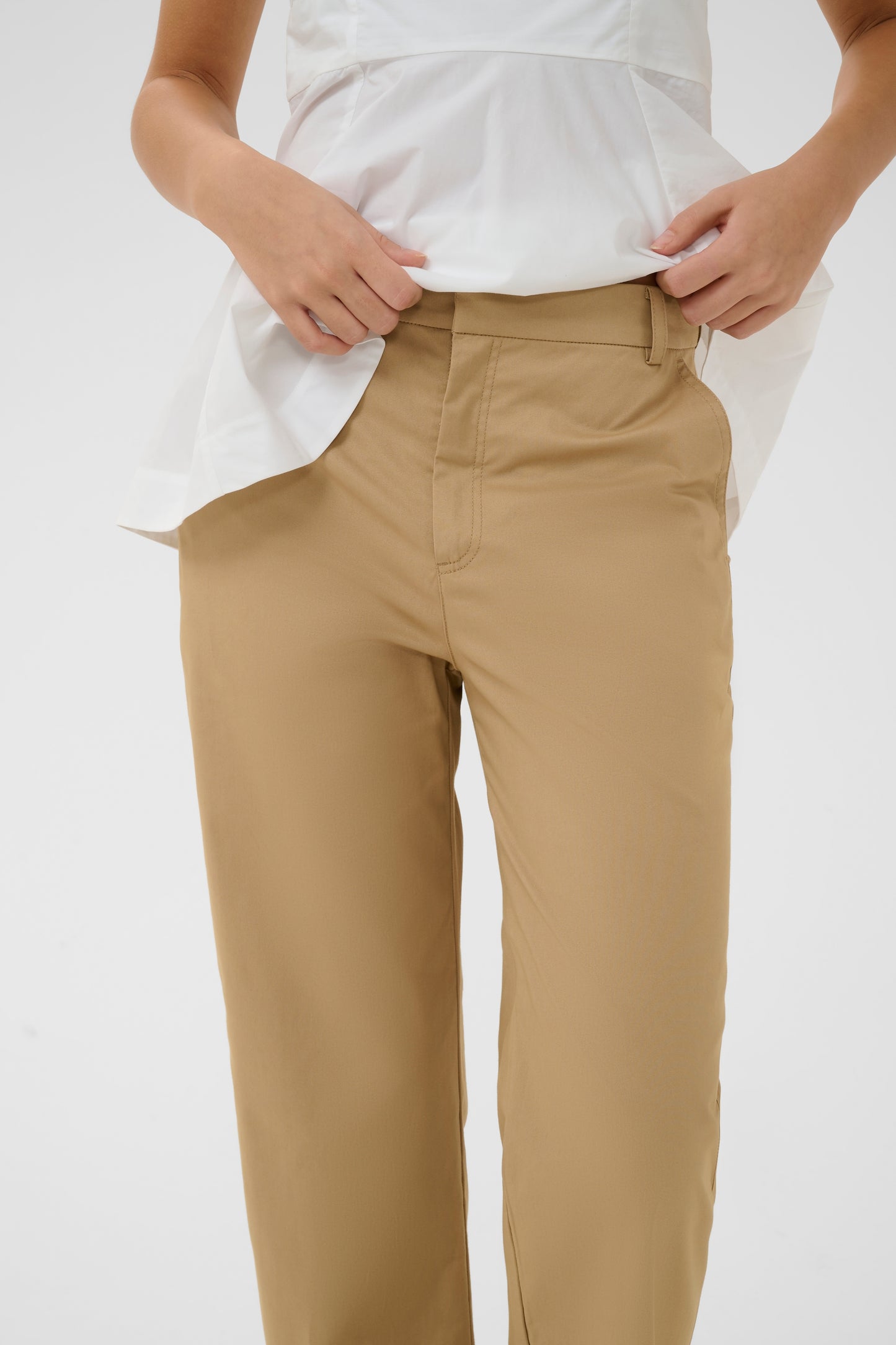 InWear Elvia Beige trousers on a model