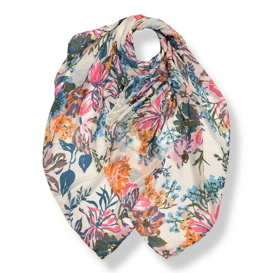 Ladies floral scarf with soft all-over botanical pattern