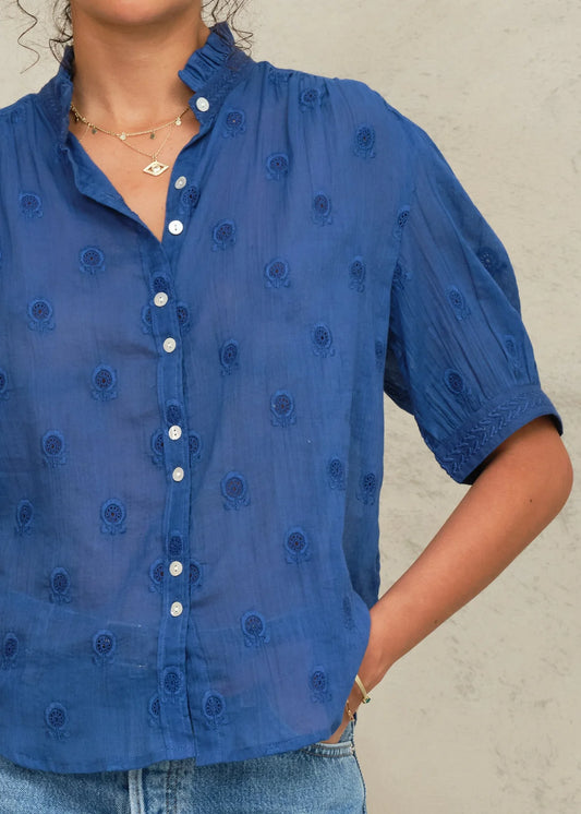 M.A.B.E Frani Embroidered blouse in Cobalt Blue