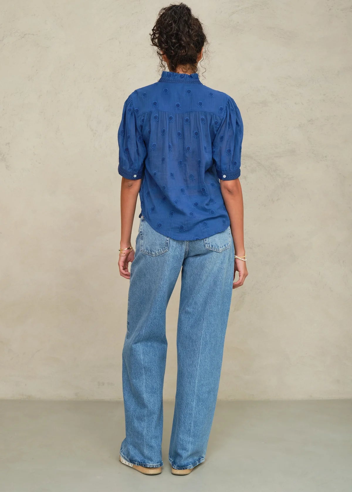M.A.B.E Frani Embroidered blouse in Cobalt Blue