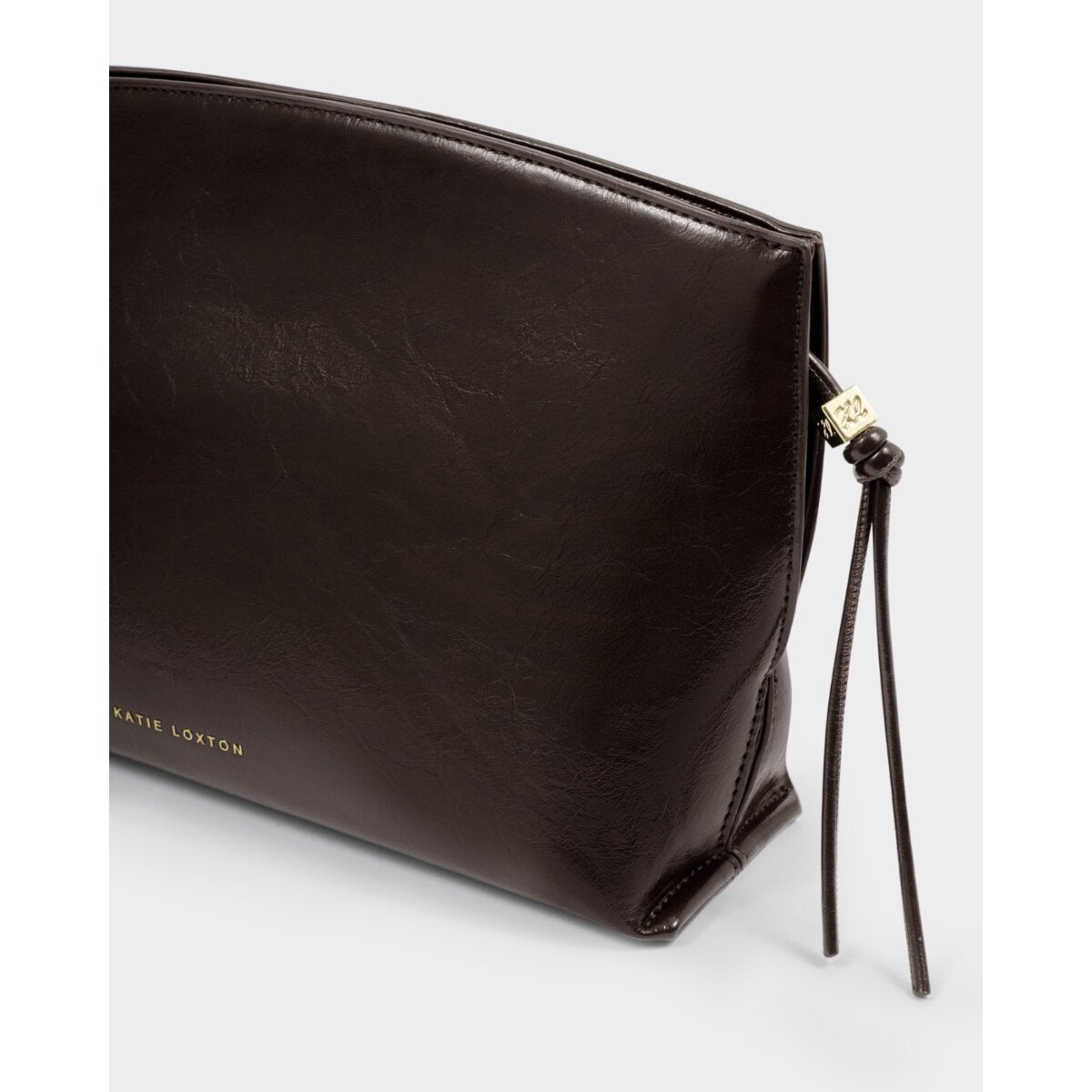 Katie Loxton Freya Clutch in Taupe Suedette and Bitter Chocolate Patent Crackle