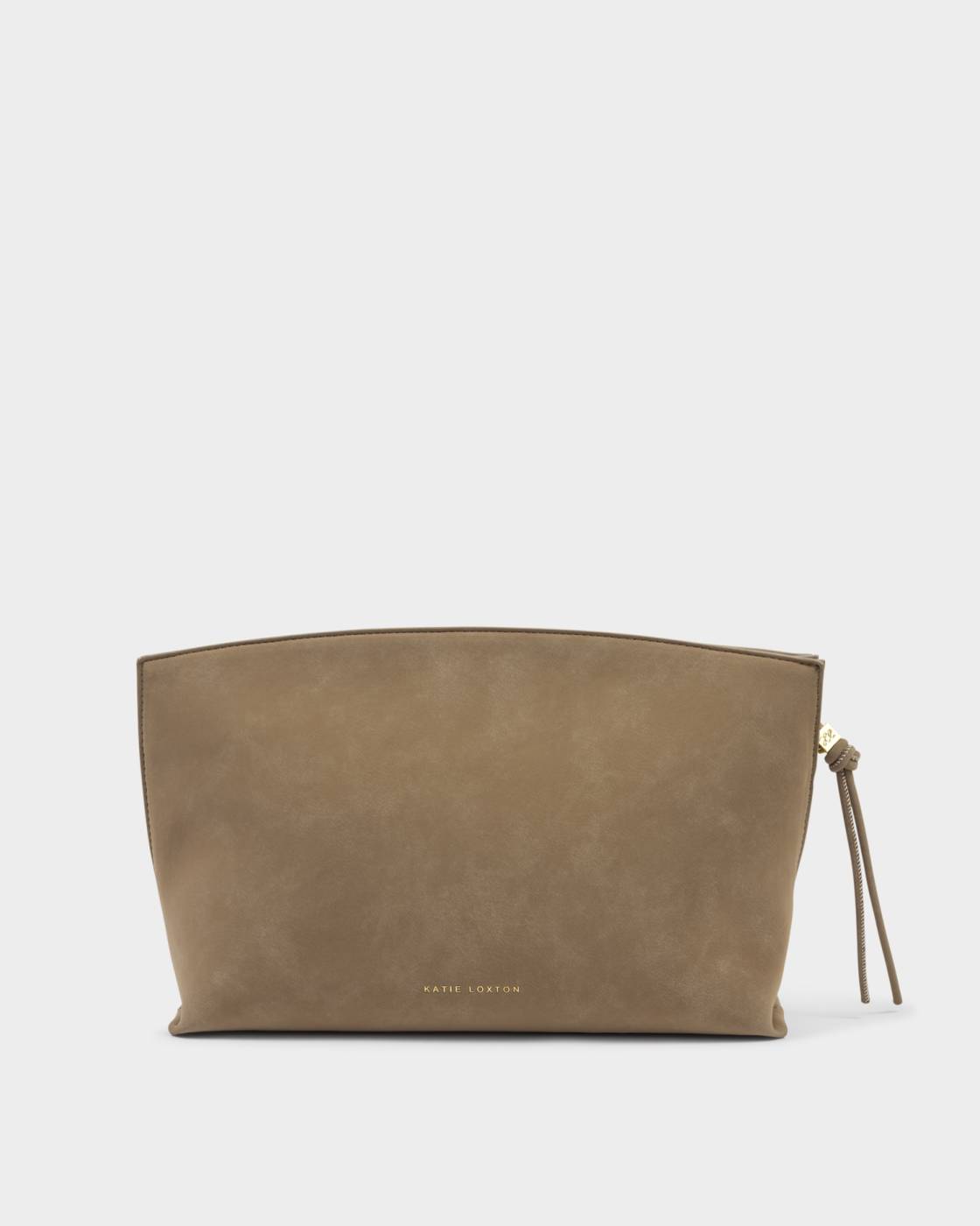 Katie Loxton Freya Clutch in Taupe Suedette and Bitter Chocolate Patent Crackle
