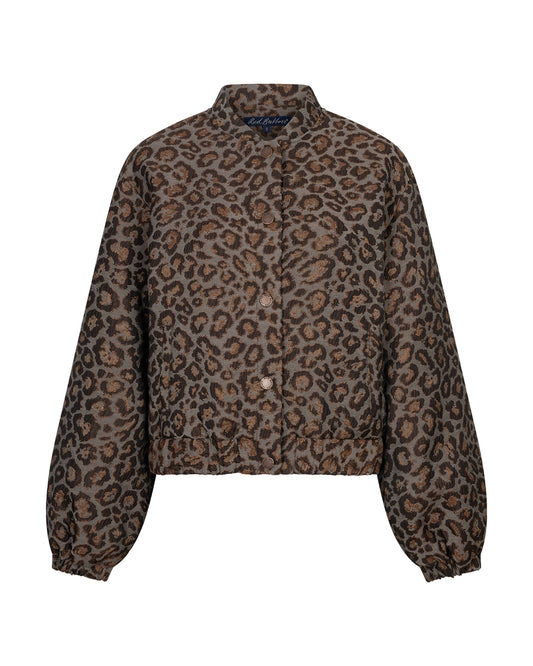 Red Button cropped jacquard animal print jacket in grey and brown