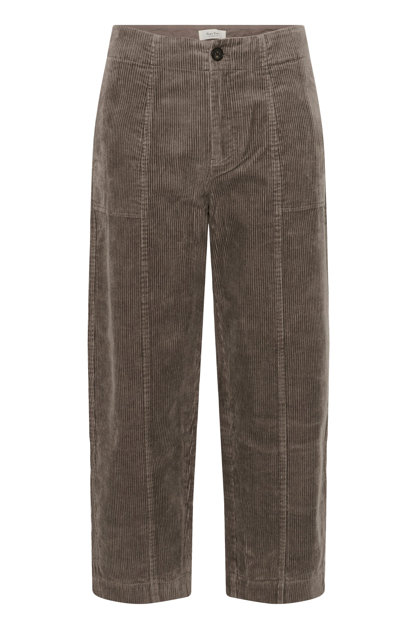 The falcon brown  part two netta cord pants, on a white background