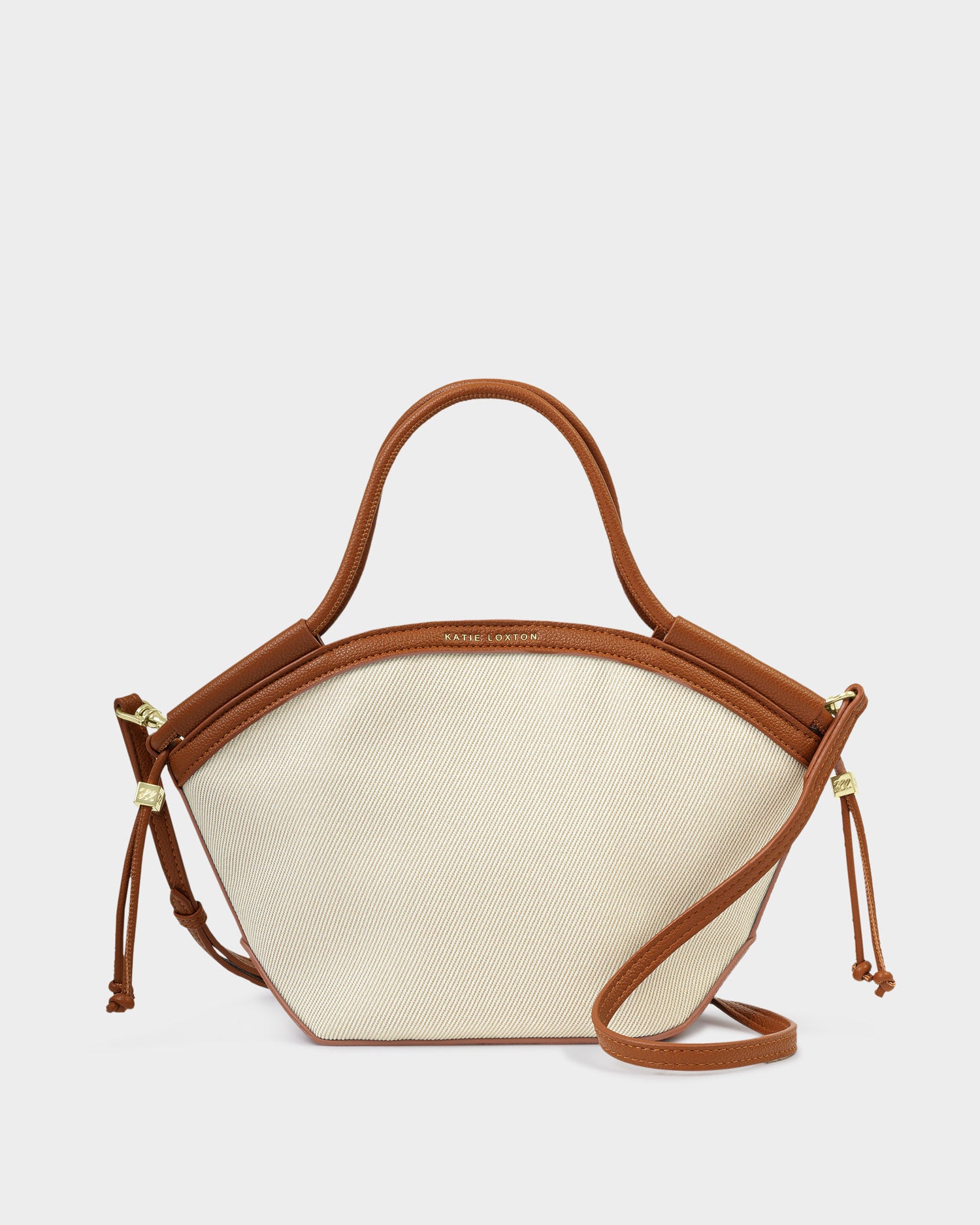 florence tote bag with white canvas and brown leather trimming
