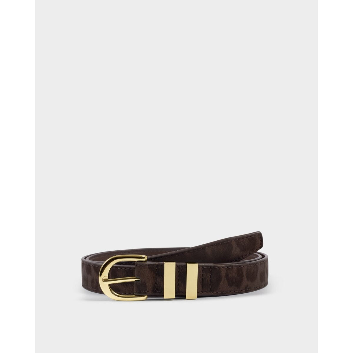 Katie Loxton Vegan Leather Buckle Belt in Chocolate Leopard