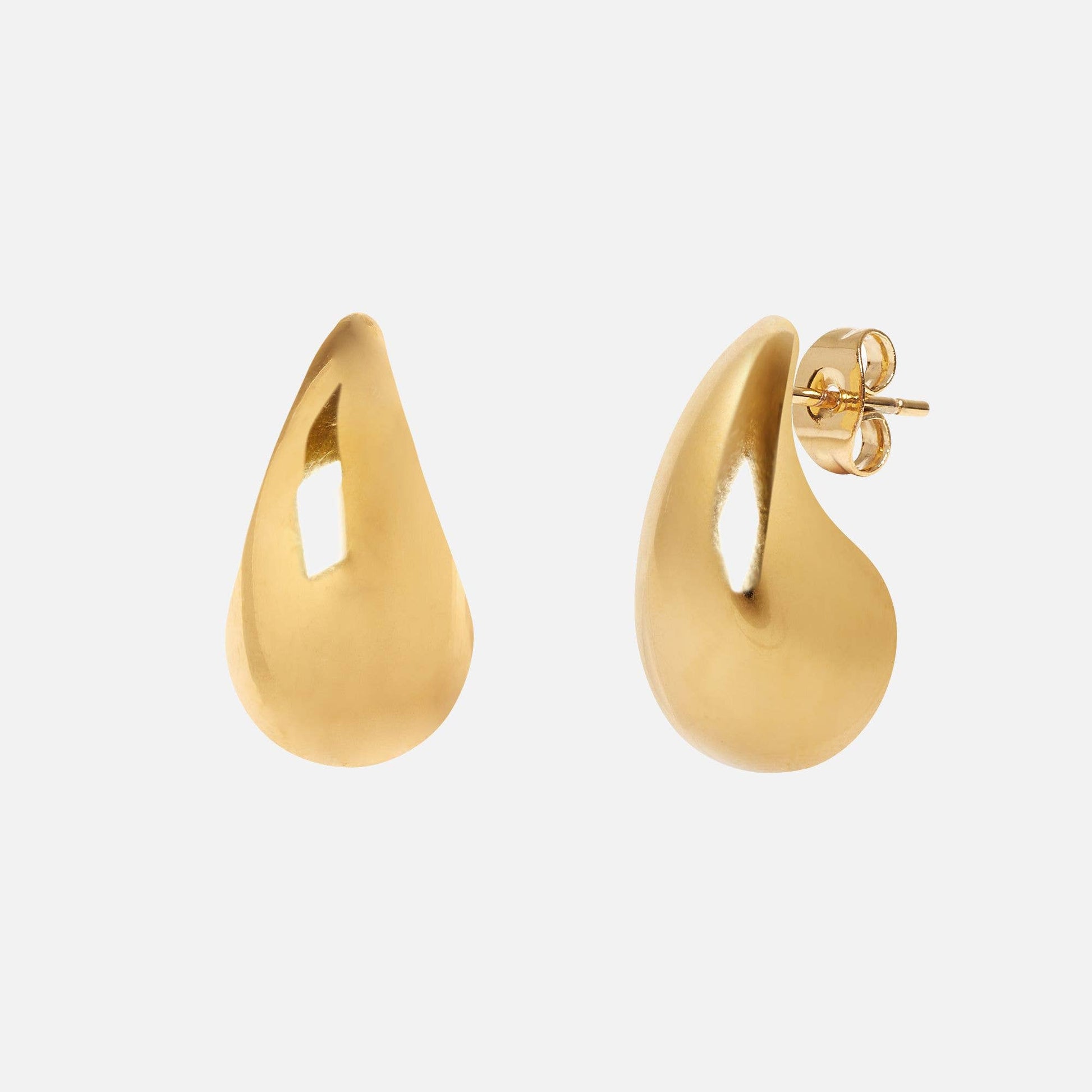 Waterproof gold drop earring made from stainless steel, tarnish-resistant and durable for everyday wear.