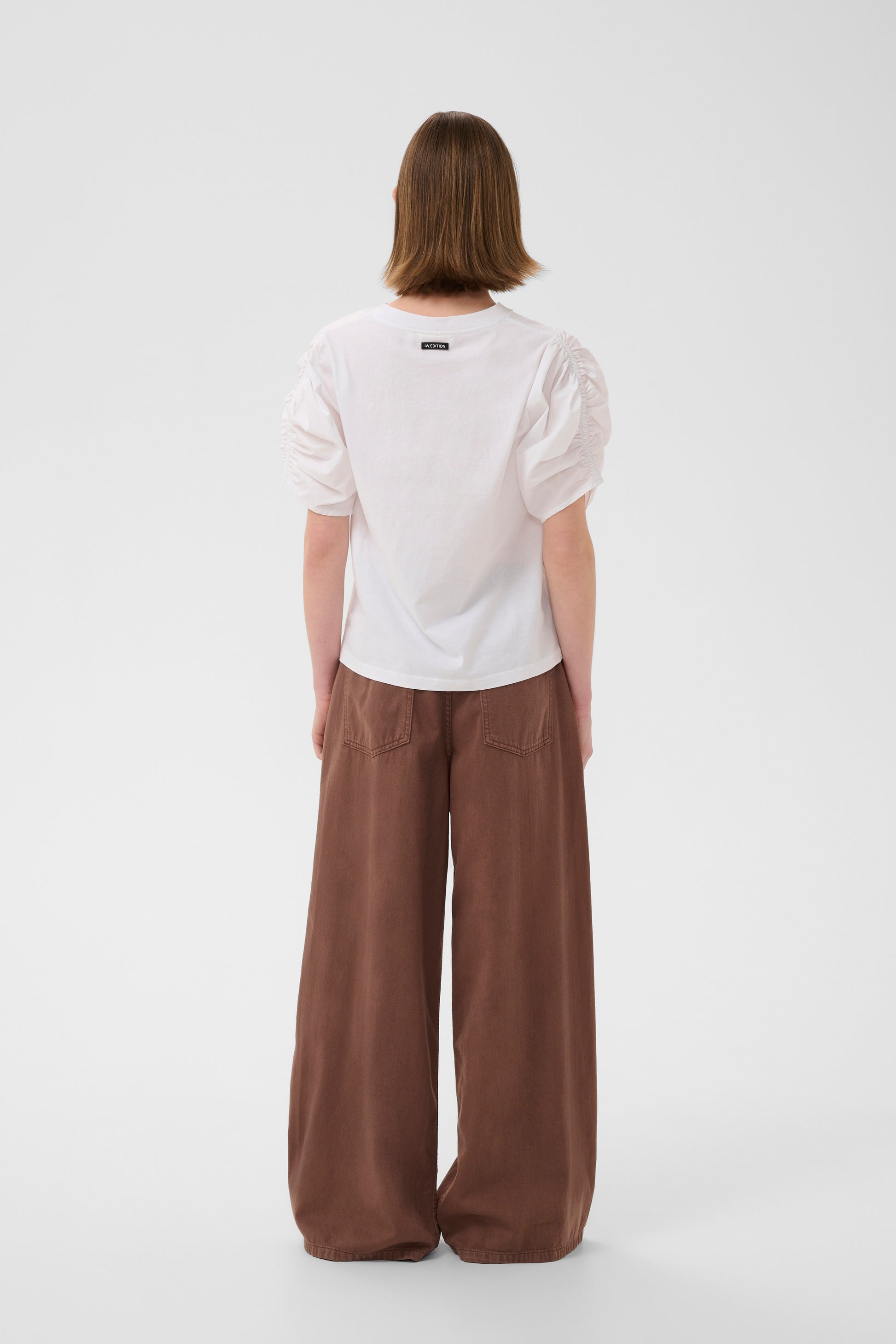 Inwear white v neck rouched sleeve gudrun tee