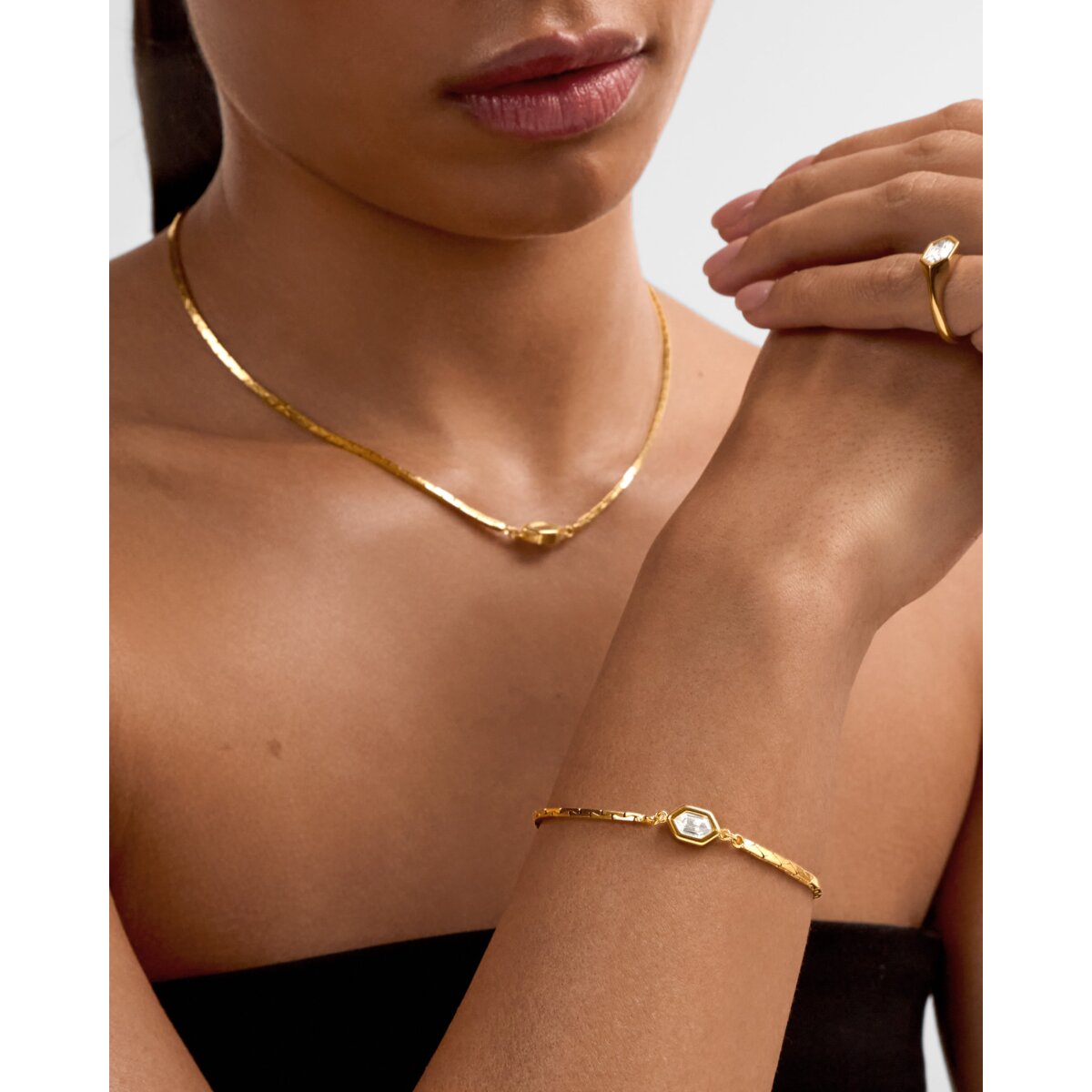 Katie Loxton Harlequin Waterproof Gold Bracelet with Crystal Detail