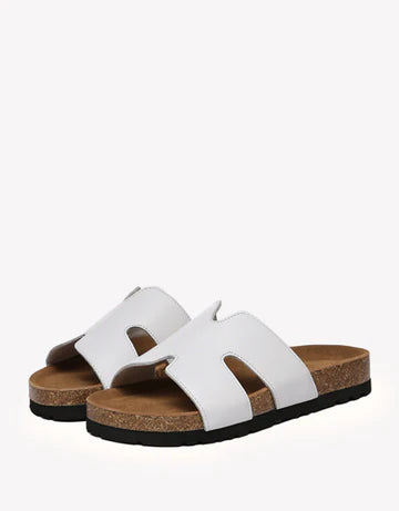 Heidy White Leather Sandals