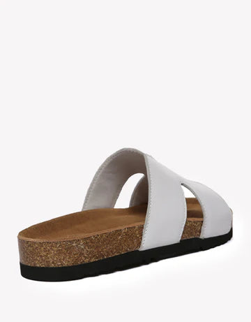 Heidy White Leather Sandals