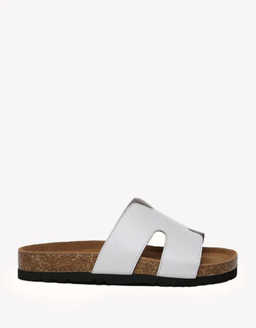 Heidy White Leather Sandals