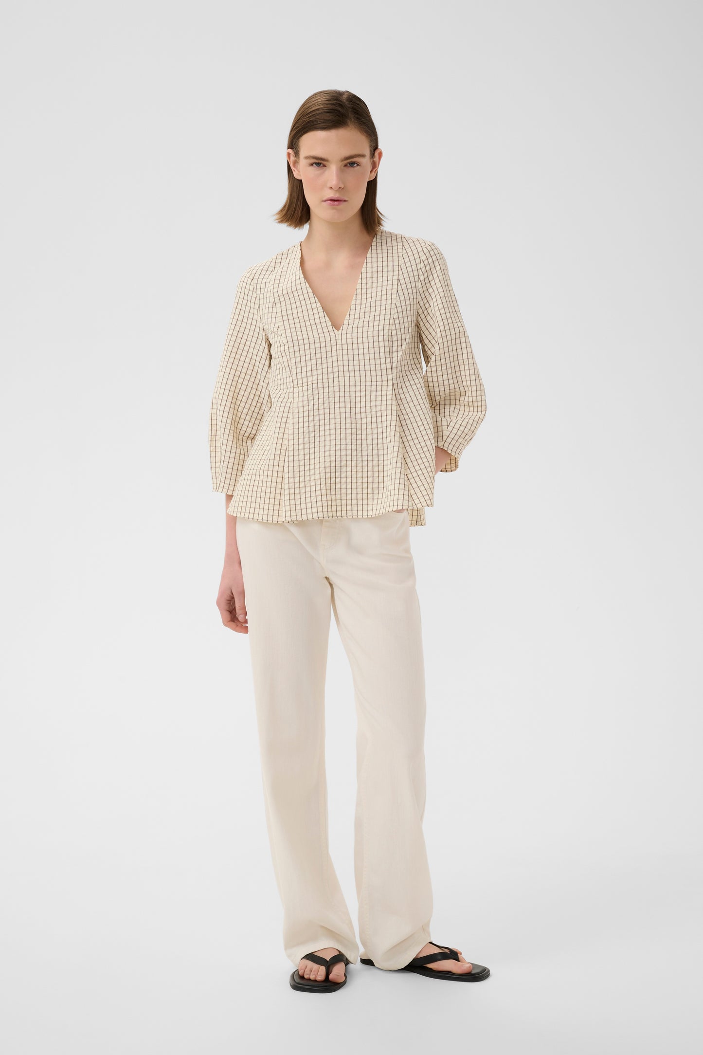 Inwear Hero Checkered Loose fitting V Neck blouse