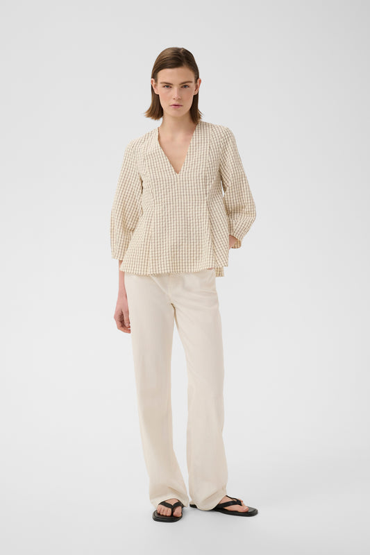 Inwear Hero Checkered Loose fitting V Neck blouse
