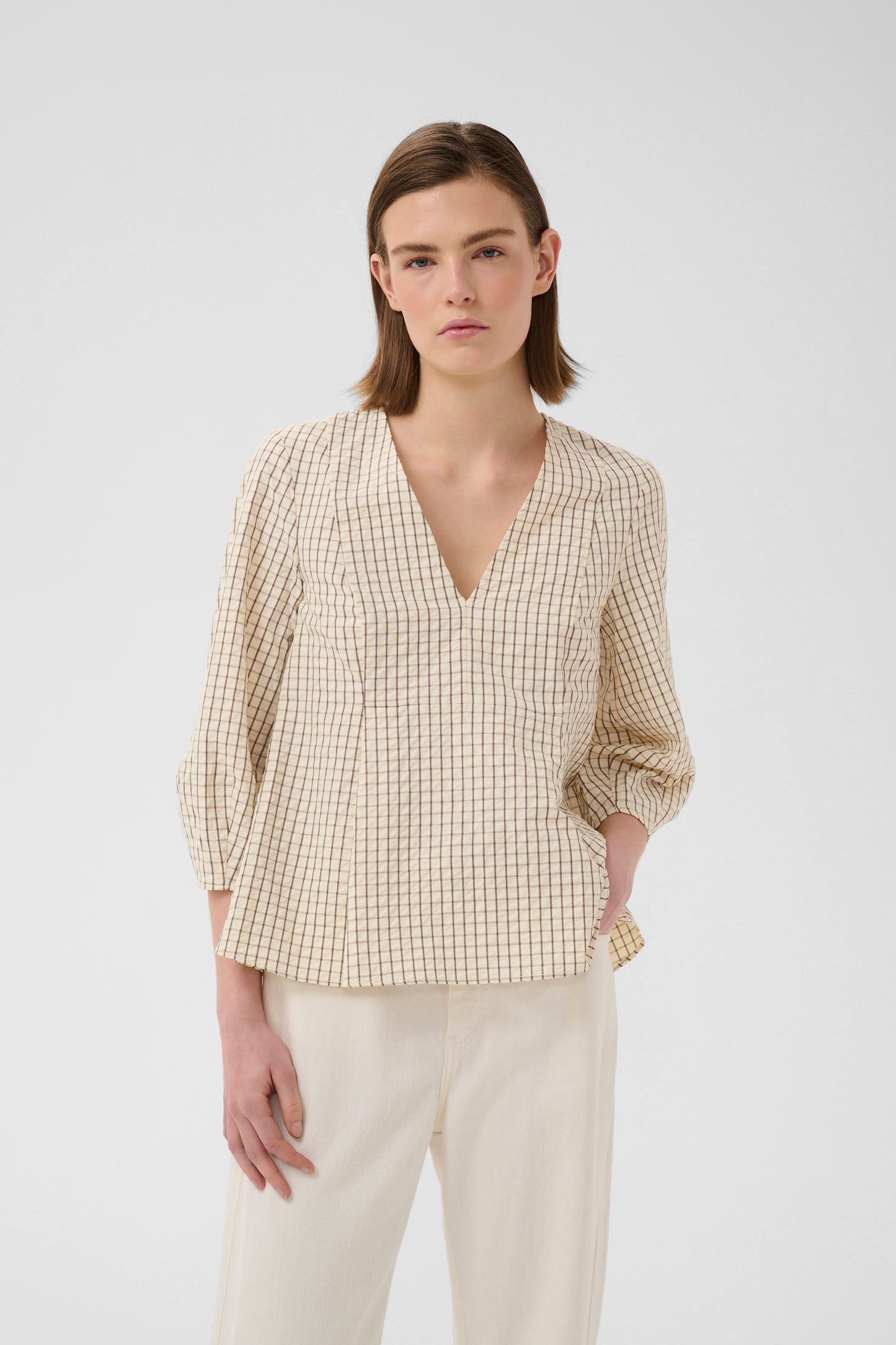 Inwear Hero Checkered Loose fitting V Neck blouse