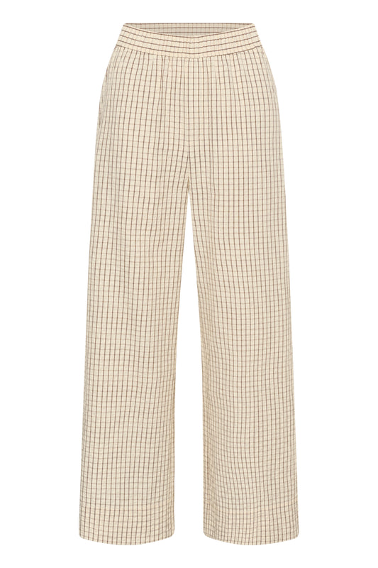 Inwear Hero Trousers in vanilla colour with gentle black check