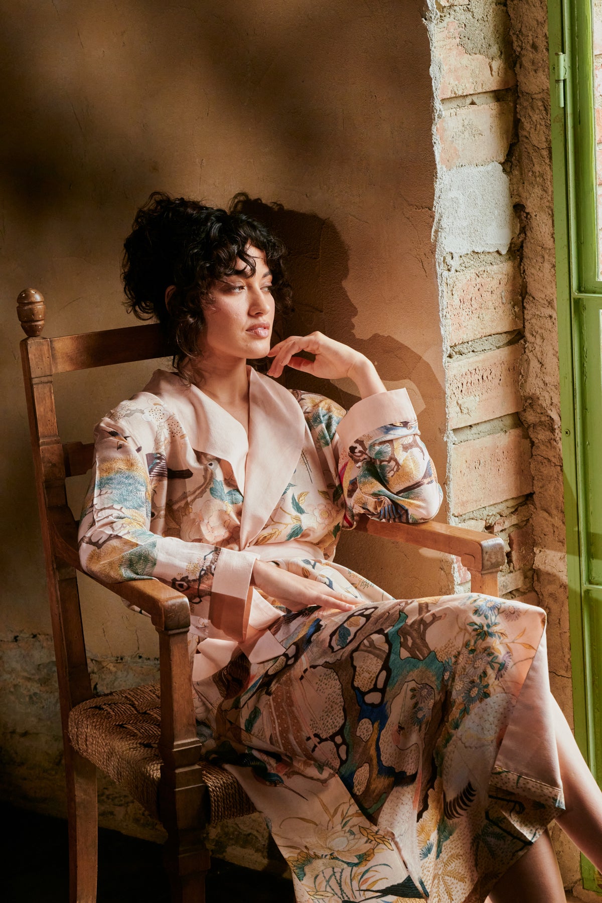 One Hundred Stars Hummingbird Nude Gown with colourful hummingbird and floral print