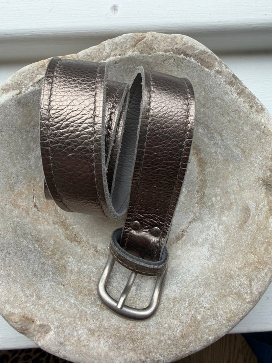 Leather Belt - Pewter