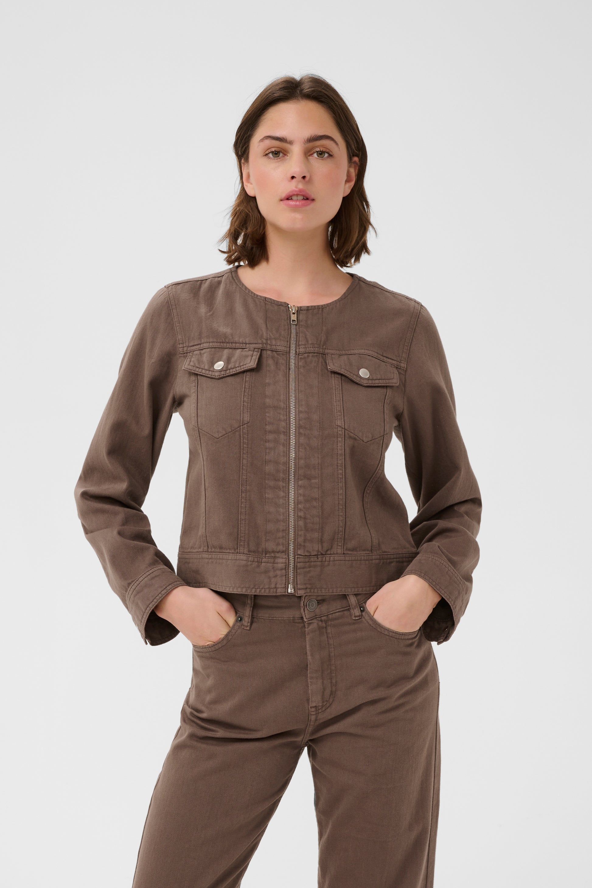 INwear Gladys  Denim brown cropped jacket 