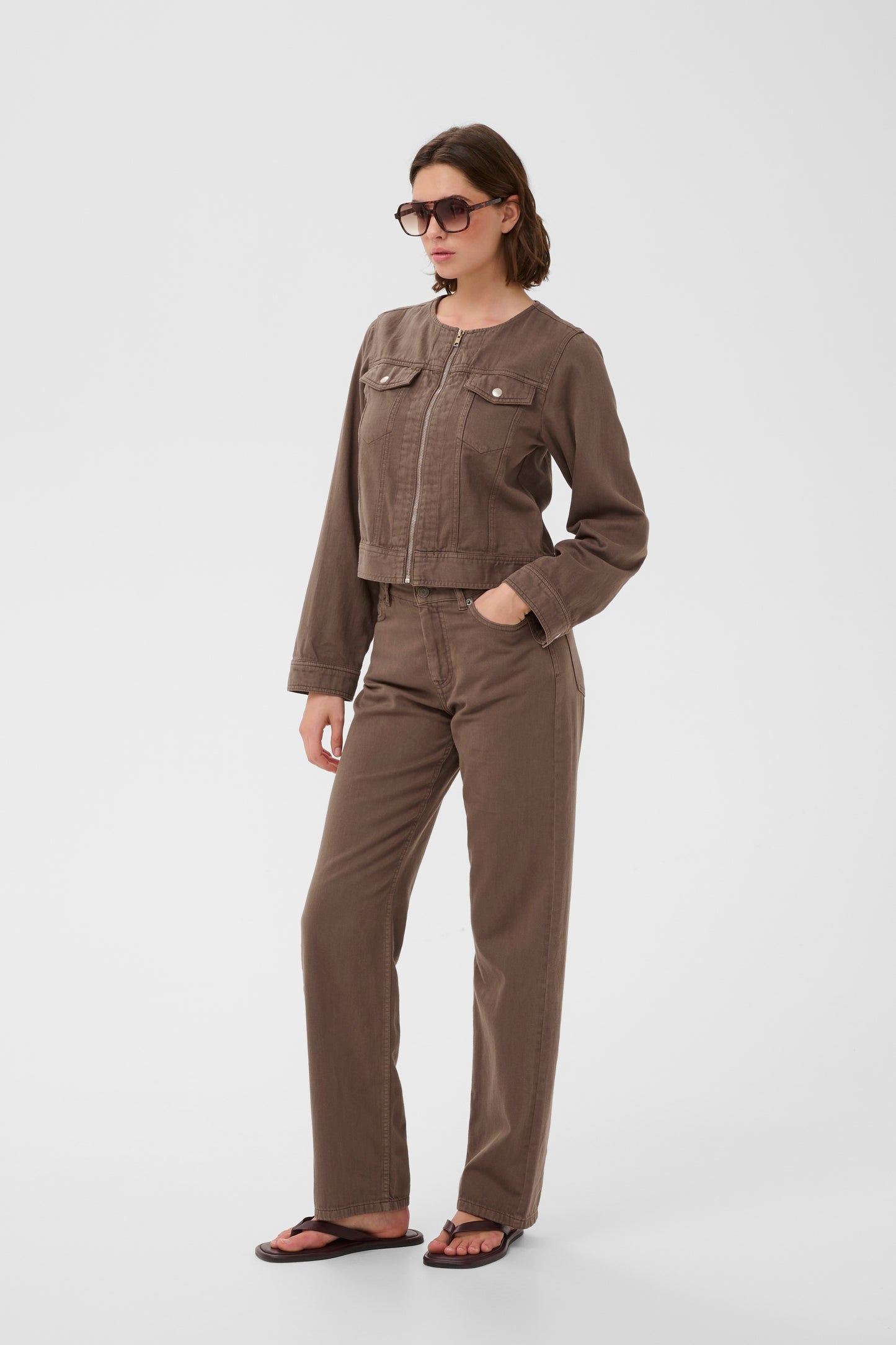 INwear Gladys  Denim brown cropped jacket 