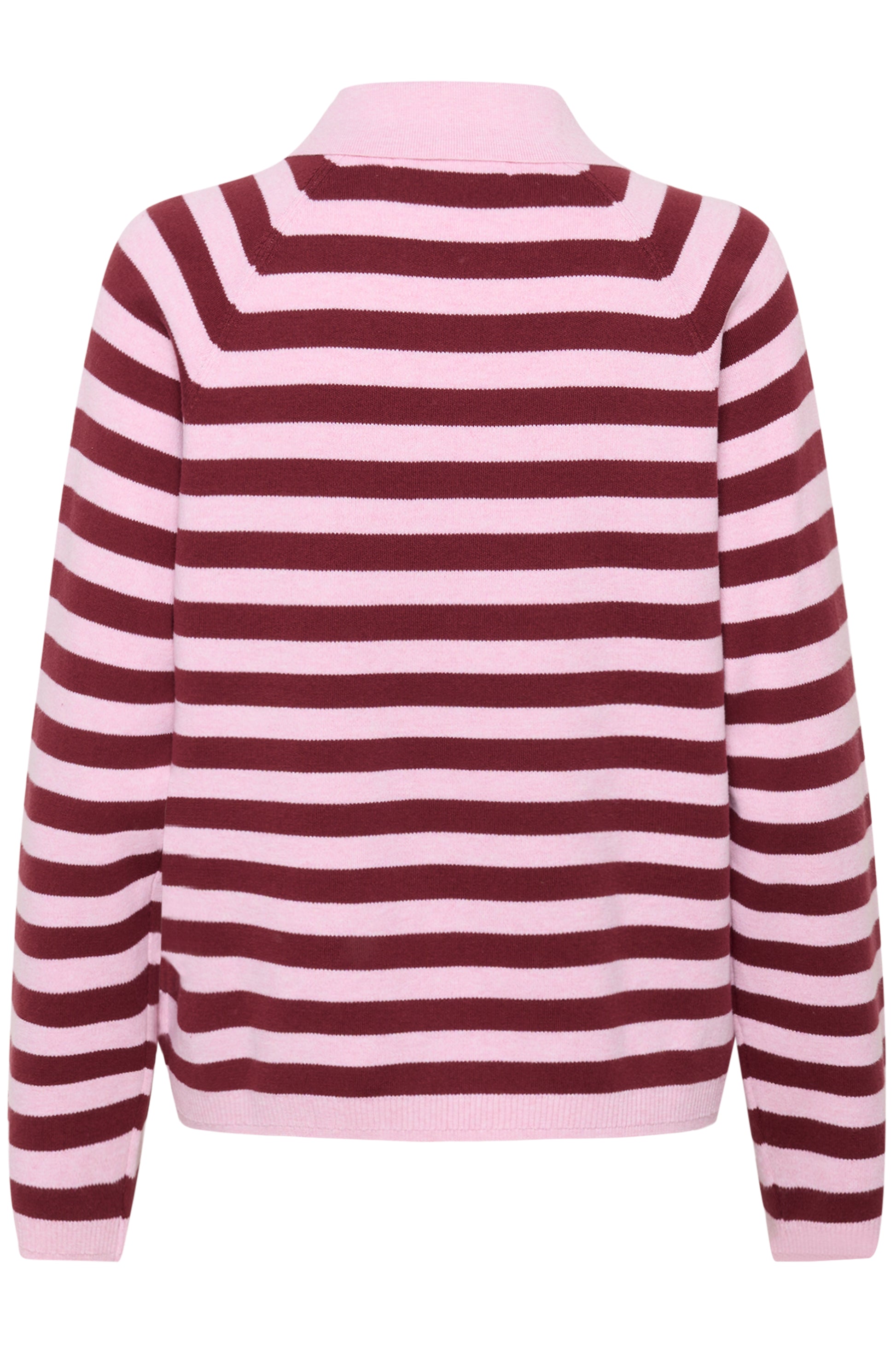 Inwear Madie Polo Knit with light and bright pink stripes