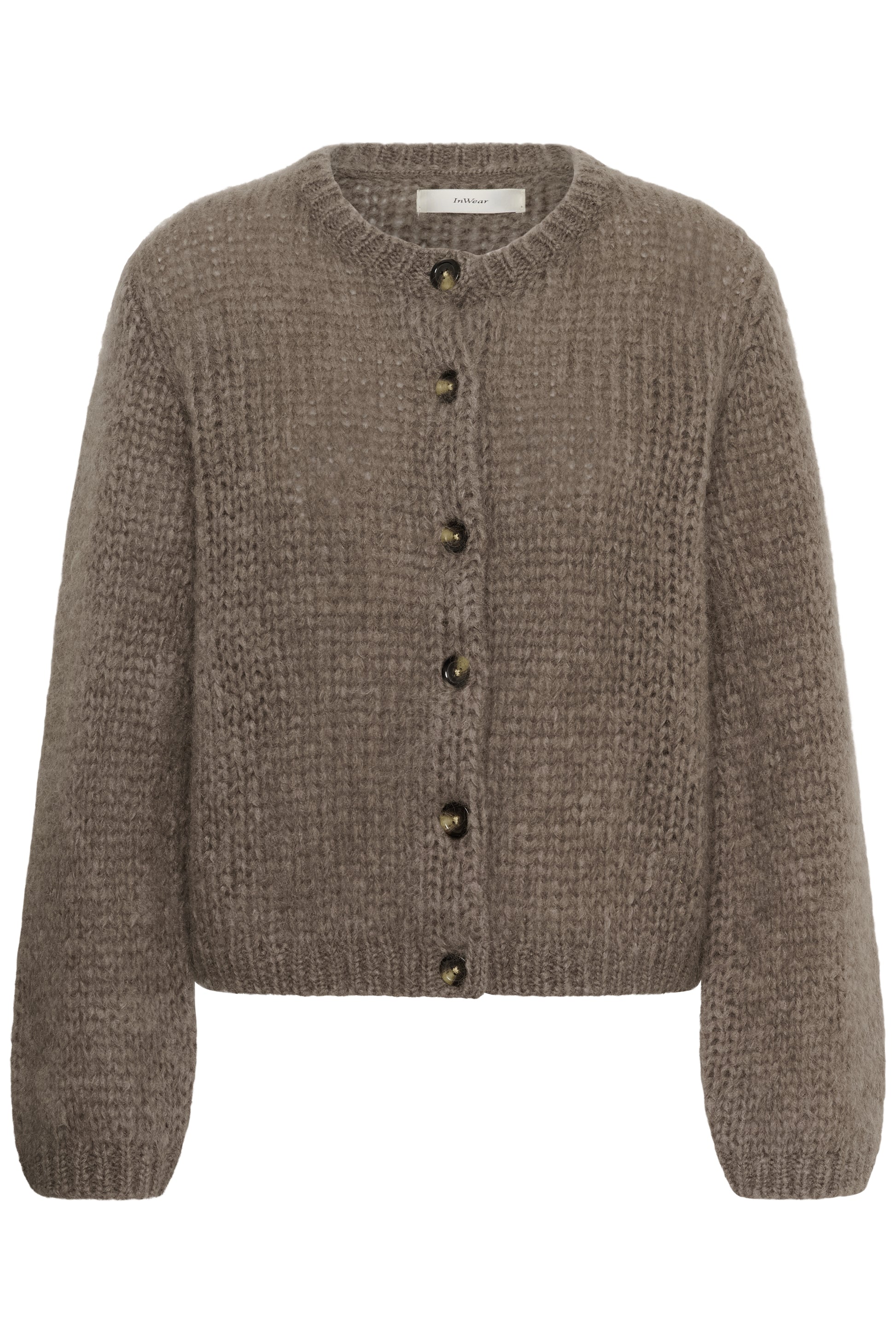 Inwear Jetra Mohair cardigan in a cinder brown colour