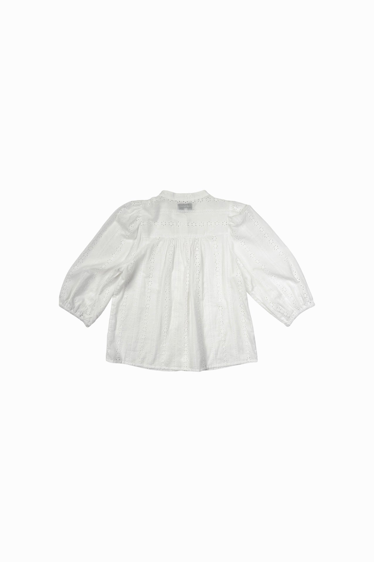 Lollys Laundry June shirt in white broderie anglaise with 3/4 length sleeves