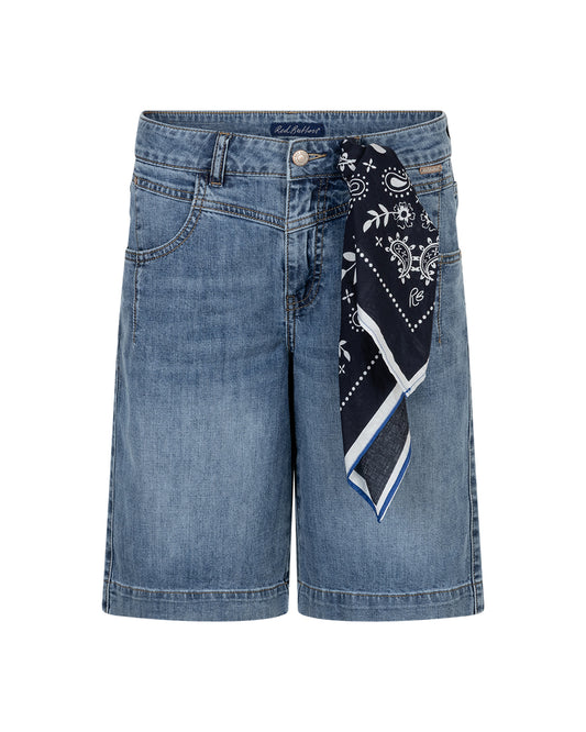 Red Button Kate Bermuda Denim Shorts with scarf womens summer denim