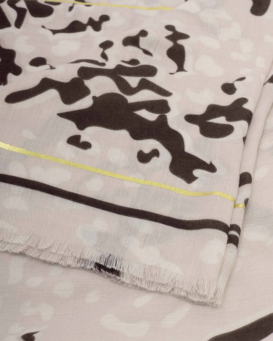 Katie Loxton Animal Print Foil Scarf in Light Taupe.