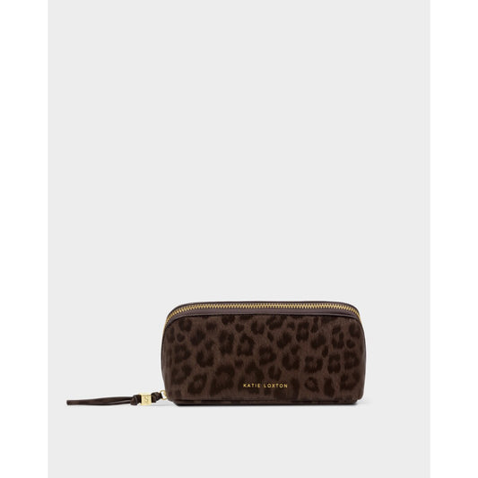 Katie Loxton Fold Out Makeup Bag with Mirror in  Chocolate Leopard 