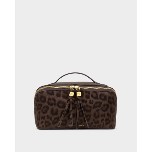 Katie Loxton Soho Medium Makeup Bag in chocolate leopard