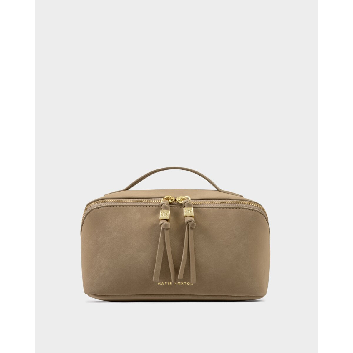 Katie Loxton Soho Medium Makeup Bag in taupe suedette