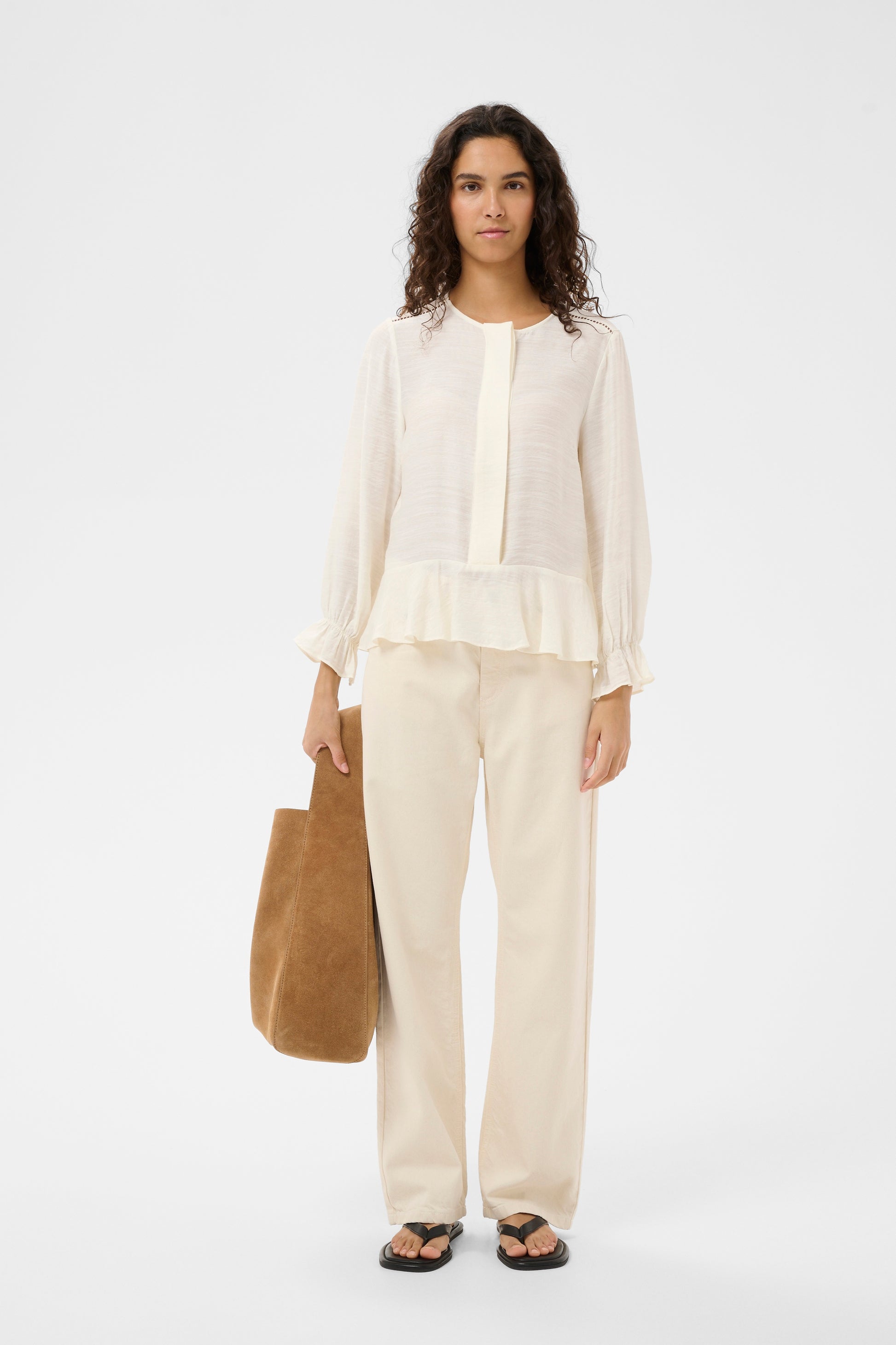 InWear Linnis white blouse with balloon sleeves 