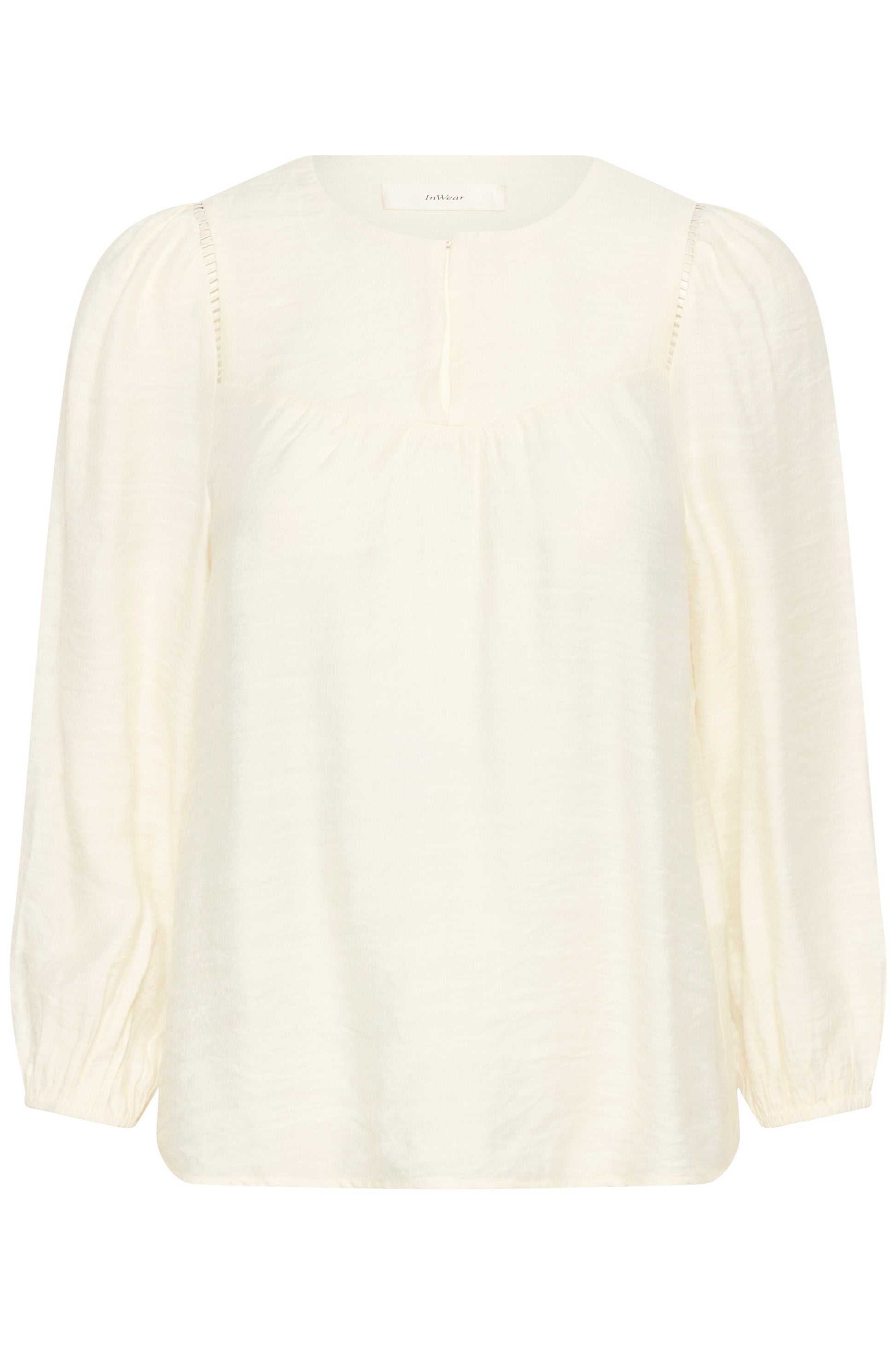 InWear Linnis white blouse with balloon sleeves on a white background