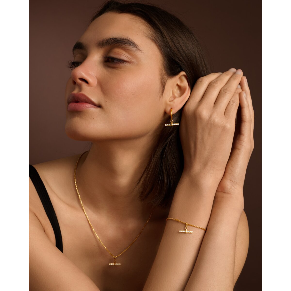 Katie Loxton Lustre Waterproof Gold T-Bar Necklace