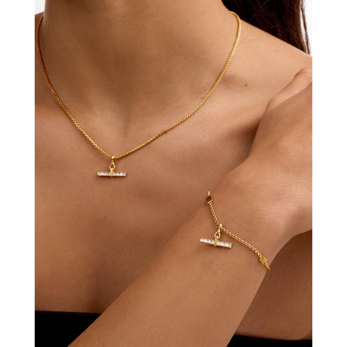 Katie Loxton Lustre Waterproof Gold T-Bar Bracelet