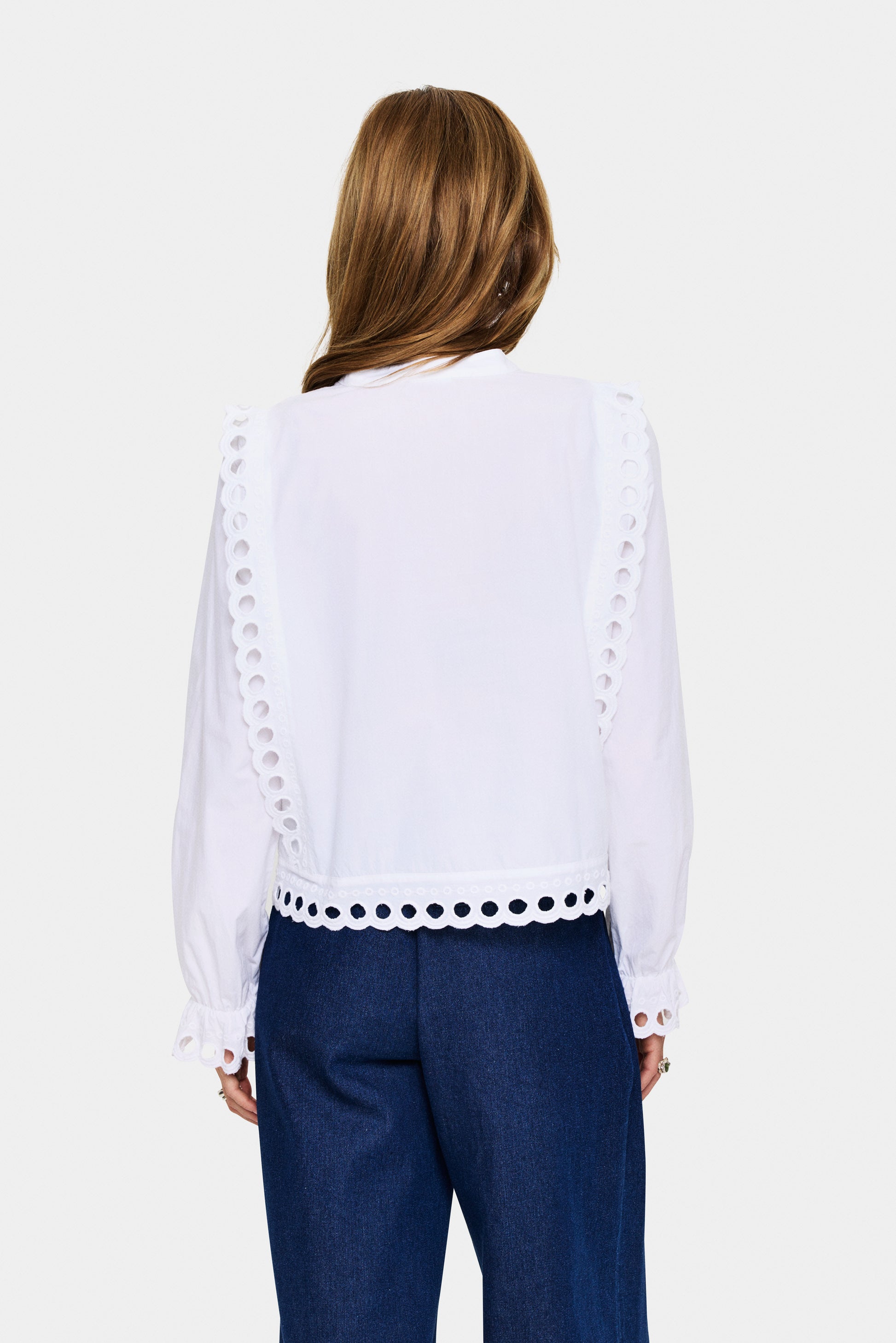 Saint Tropez Marlee Shirt in Ice white with broderie anglaise detailing and delicate cutwork embroidery