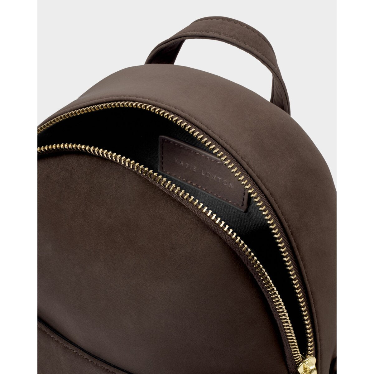 Katie Loxton Mika Small Backpack in Black and Bitter Chocolate Suedette