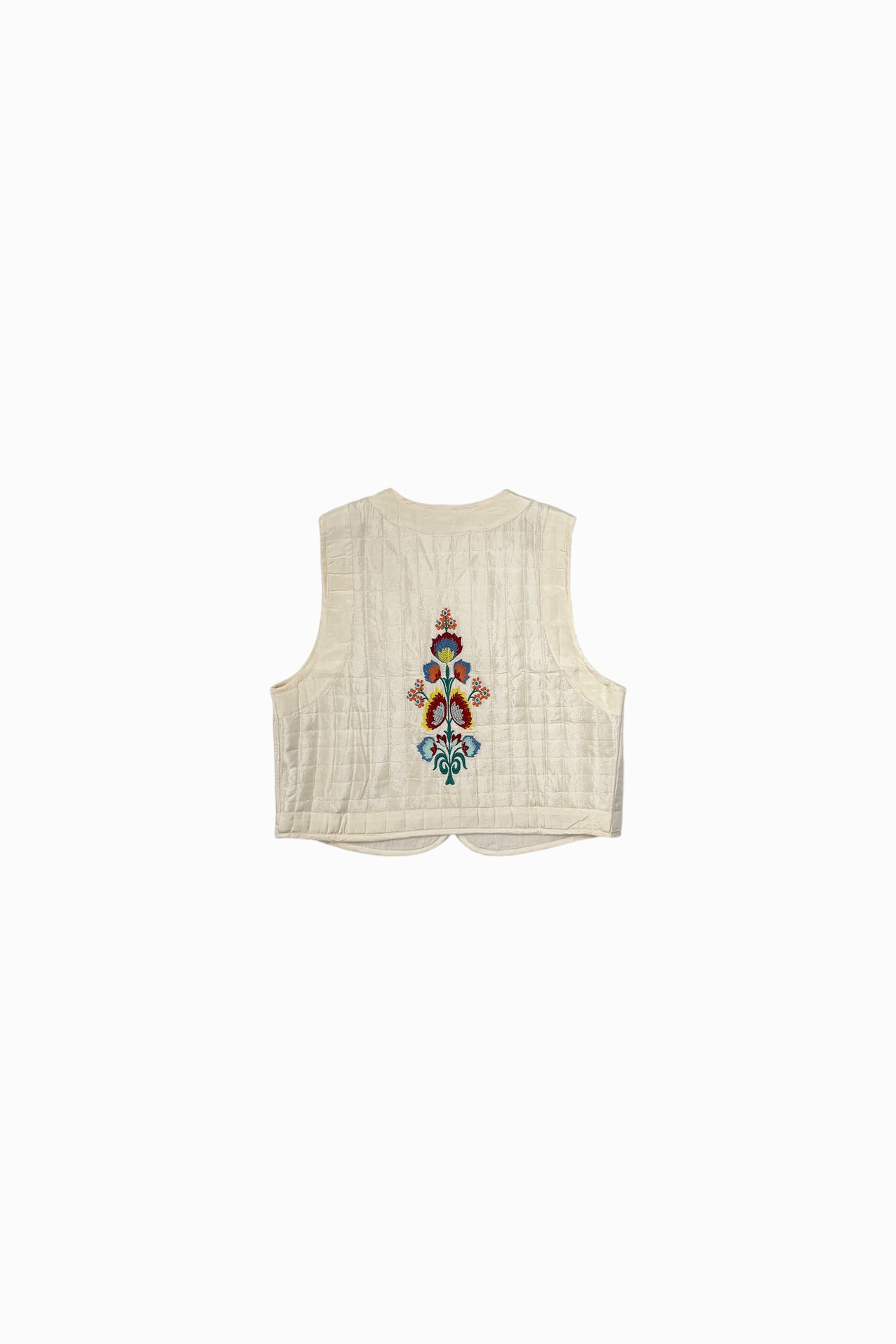 Lollys Laundry Mist vest in crème with light padding and floral embroidered detail