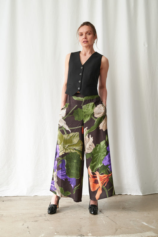 One Hundred Stars Stork Palazzo Pants - Nasturtium Black