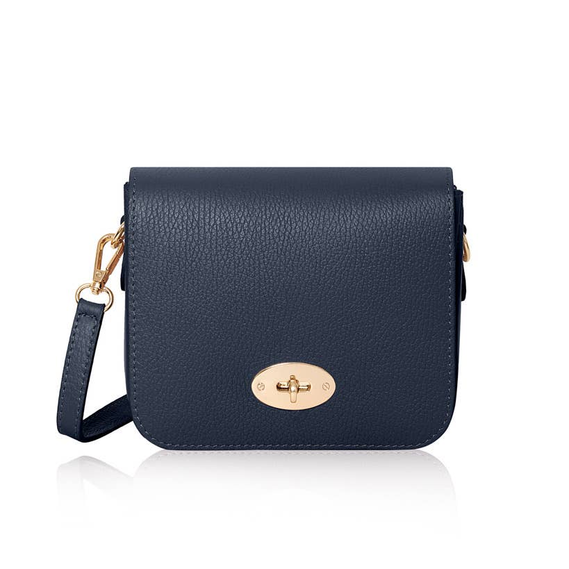 Italian genuine leather crossbody bag navy