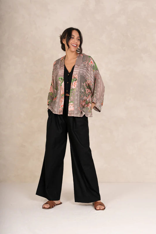 One Hundred Stars Neon Rose Kimono - Beige