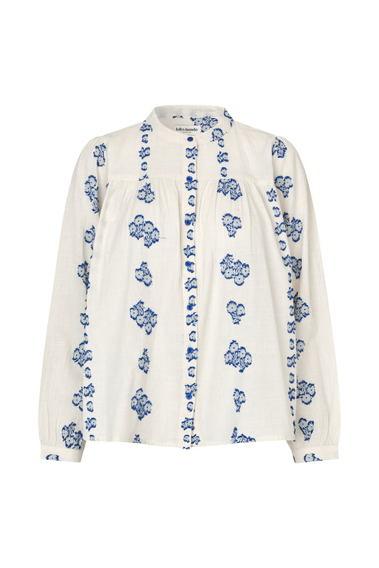 Lollys Laundry Nicky Shirt in crème with blue flower details