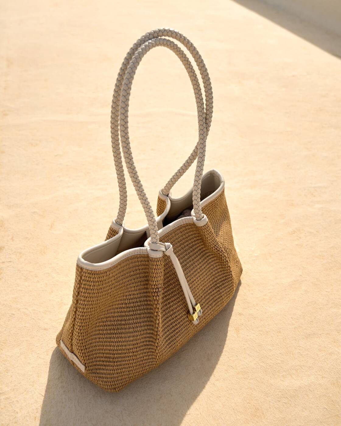 Katie Loxton Nova Raffia Small Shoulder Tote in Oyster