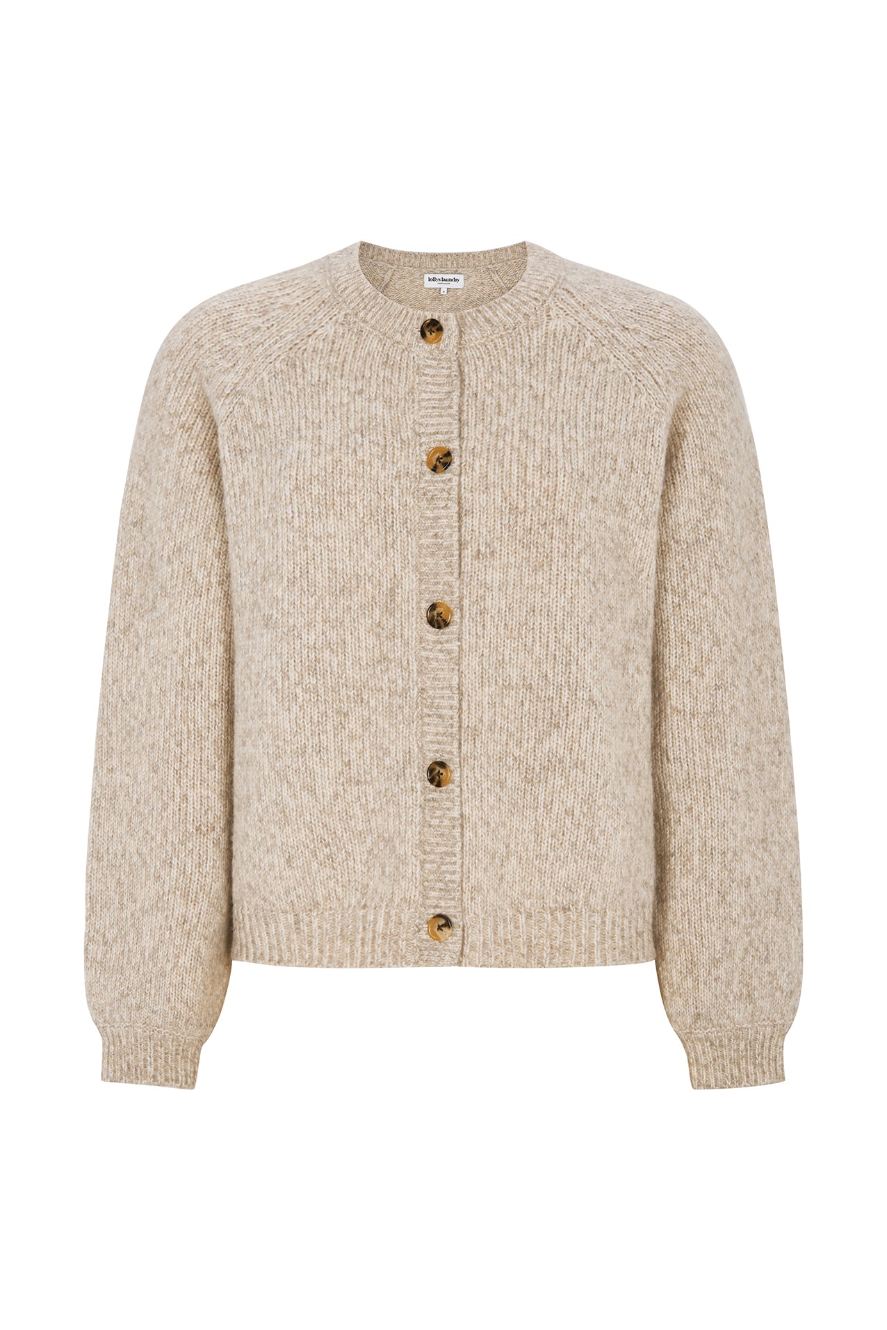 Lollys Laundry Nova Knit Cardigan in Creme with tortoiseshell buttons.
