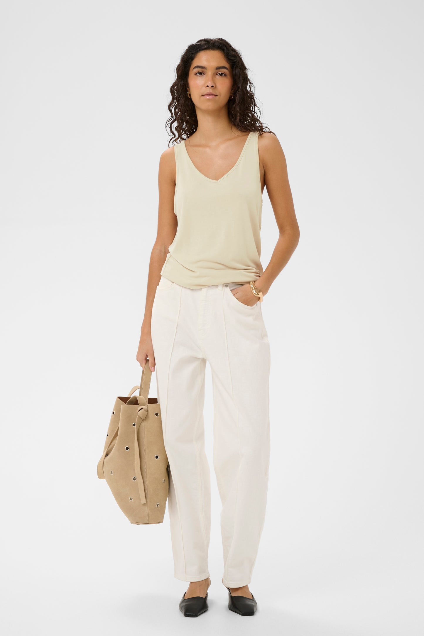 Columbine Tank Top by Soaked in Luxury sleeveless top in Oatmeal 
