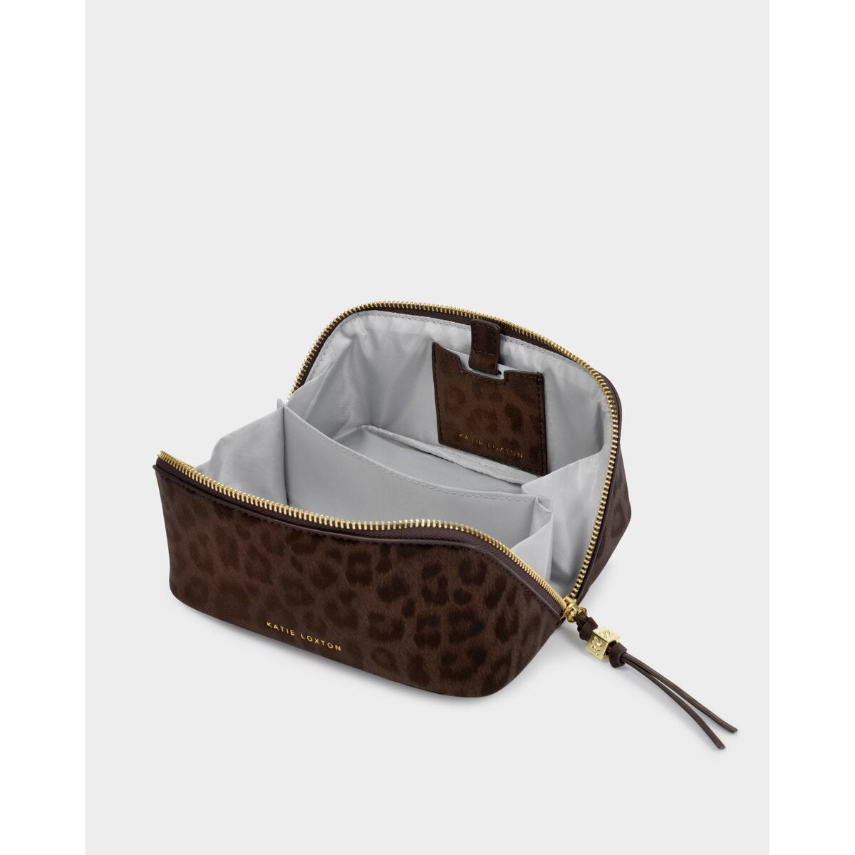 Katie Loxton Fold Out Makeup Bag with Mirror in  Chocolate Leopard 