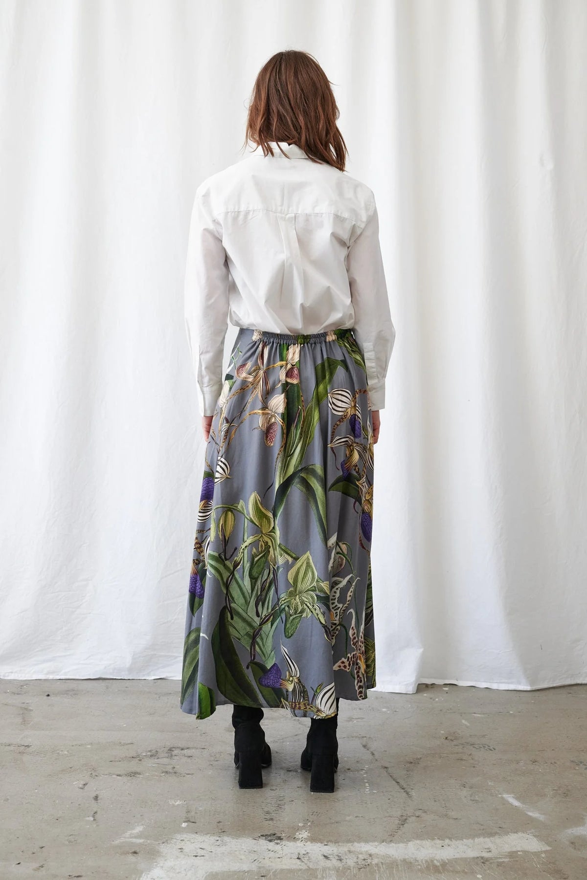 One Hundred Stars A-Line Maxi Skirt - Orchid Grey