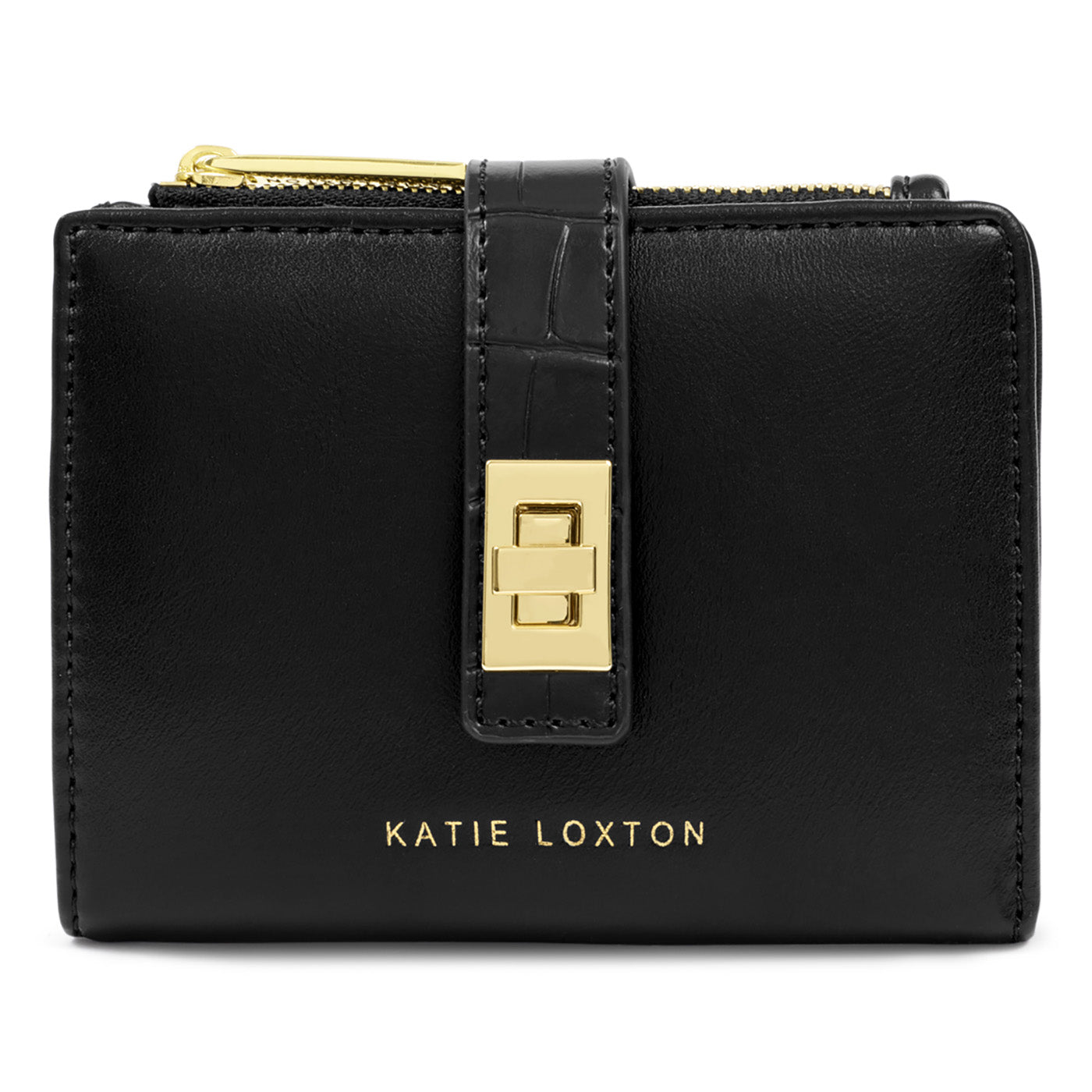Katie Loxton Orin Twist Lock Purse available in Black Crocodile, Bitter Chocolate Suedette and Chocolate Leopard.