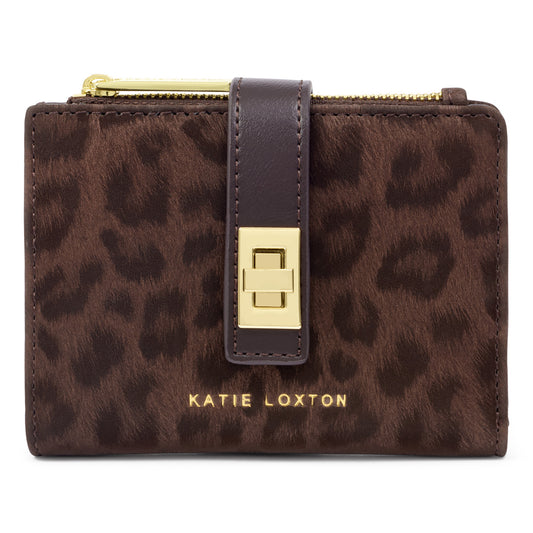 Katie Loxton Orin Twist Lock Purse available in Black Crocodile, Bitter Chocolate Suedette and Chocolate Leopard.